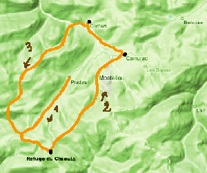 circuit autour de montaillou avec un âne